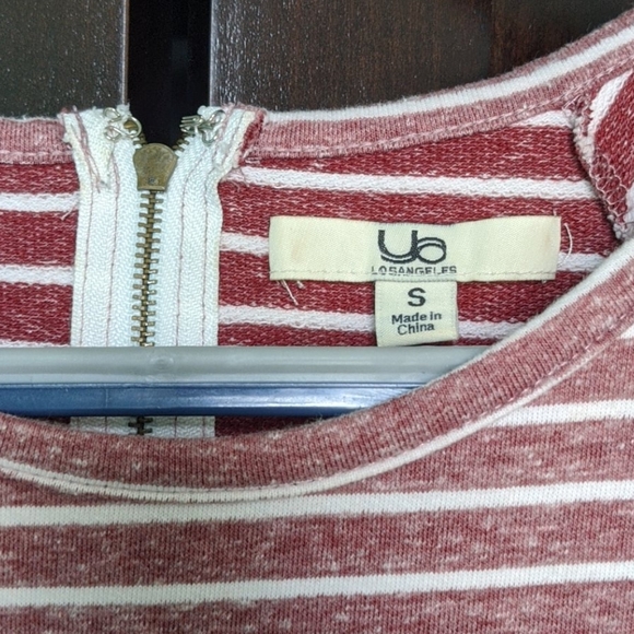 Red and White Striped Long Sleeve Dress - Picture 2 of 4